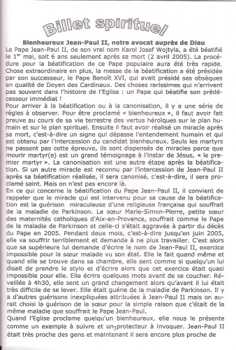 billet spirituel, Dominique, Jean-Paul II
